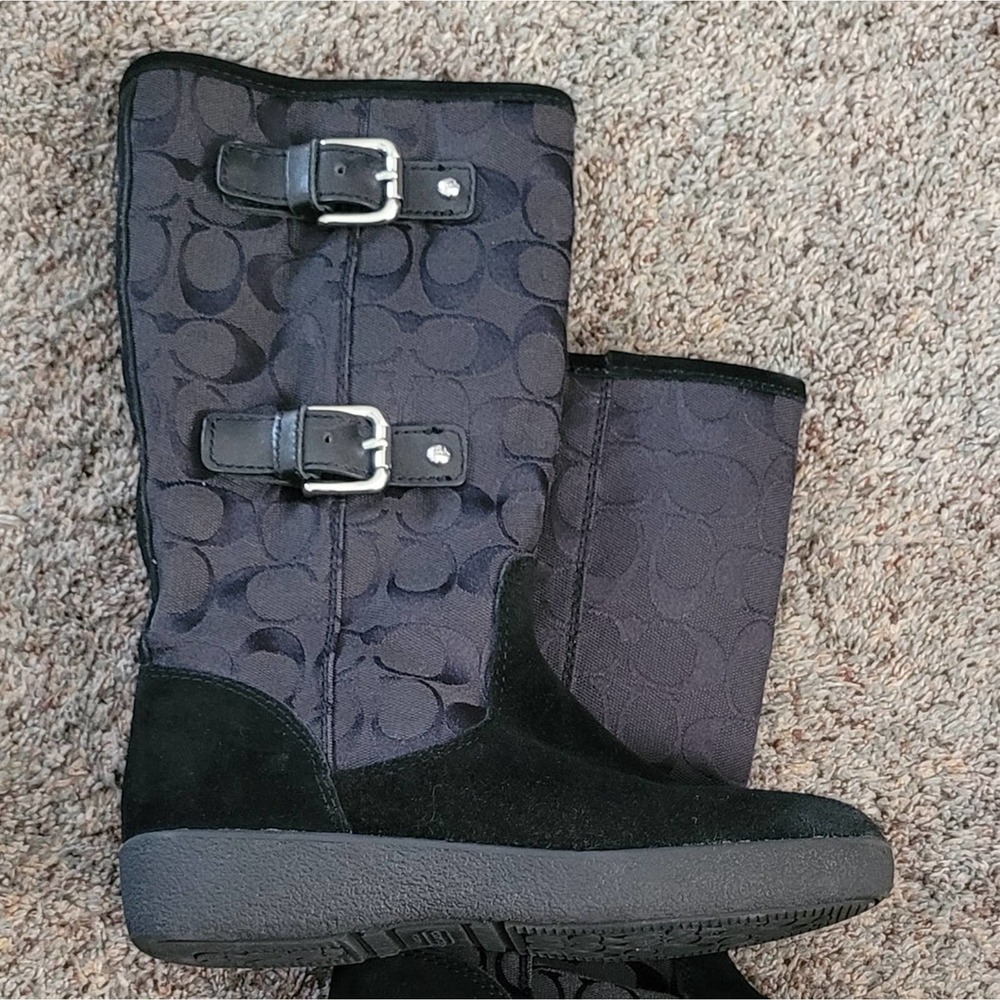 Coach Logo Tinah Boots in Black Q-1357 Women's Size 5.5